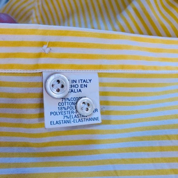 Italian Slim Fit Stretch Yellow Stripe Shirt 16 41 - Picture 7 of 8